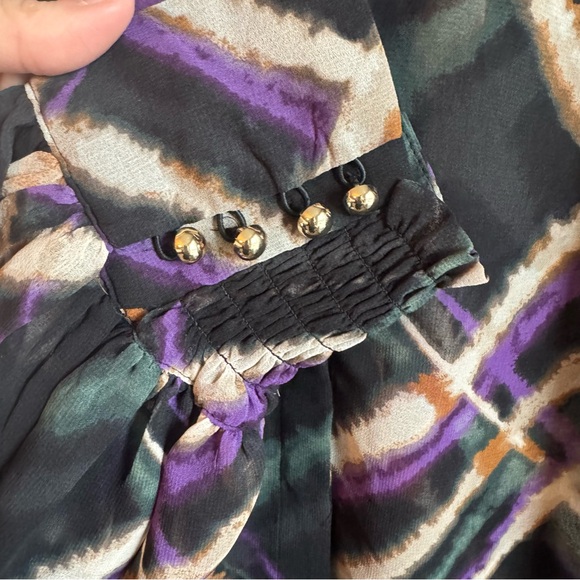 Chico's NWT Pintuck Plaid Sheer Blouse Size 2 - Picture 5 of 7